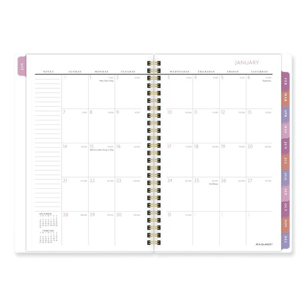 Badge Floral Weekly/Monthly Planner, Floral Artwork, 8.5x6.38, 13-Month Jan To Jan: 2024 To 2025